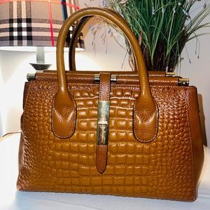Brown embossed tote